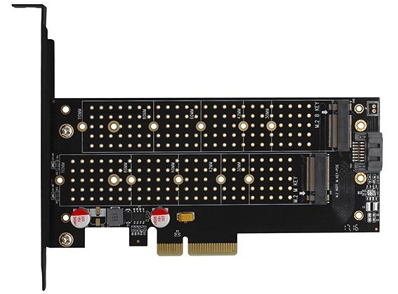 Řadič Axagon PCEM2-DC - M.2 NVMe M-key + SATA B-key slot