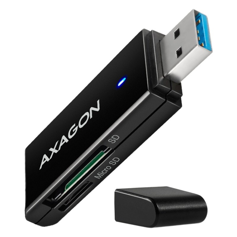 Čtečka paměťových karet Axagon Card Reader USB-A 3.2 Gen 1, 2-slot & lun SD/microSD, UHS-I - černá