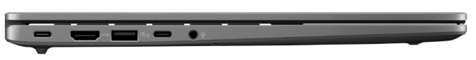 USB-C, HDMI, USB-A a 3,5mm konektor na boku notebooku ASUS Vivobook S14