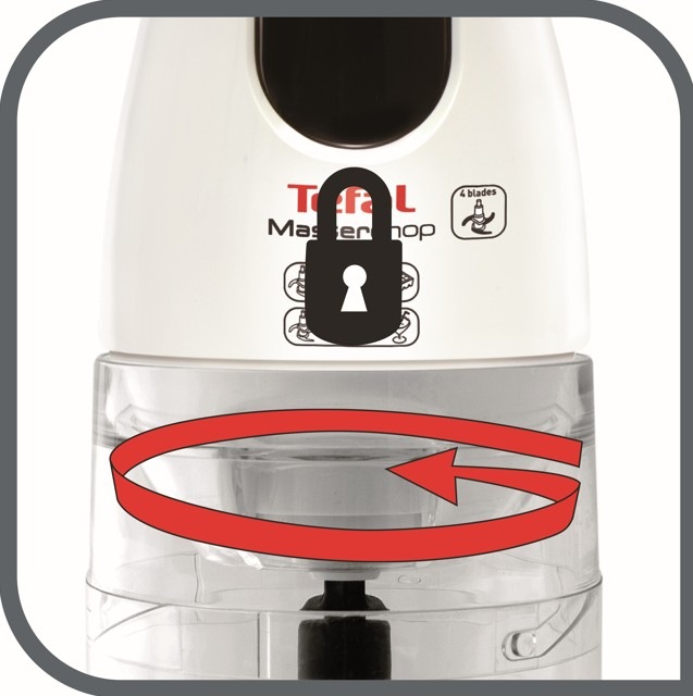 Sekáček potravin Tefal MB450B38 Masterchop XL šedý/bílý Bezpečnostní zámek