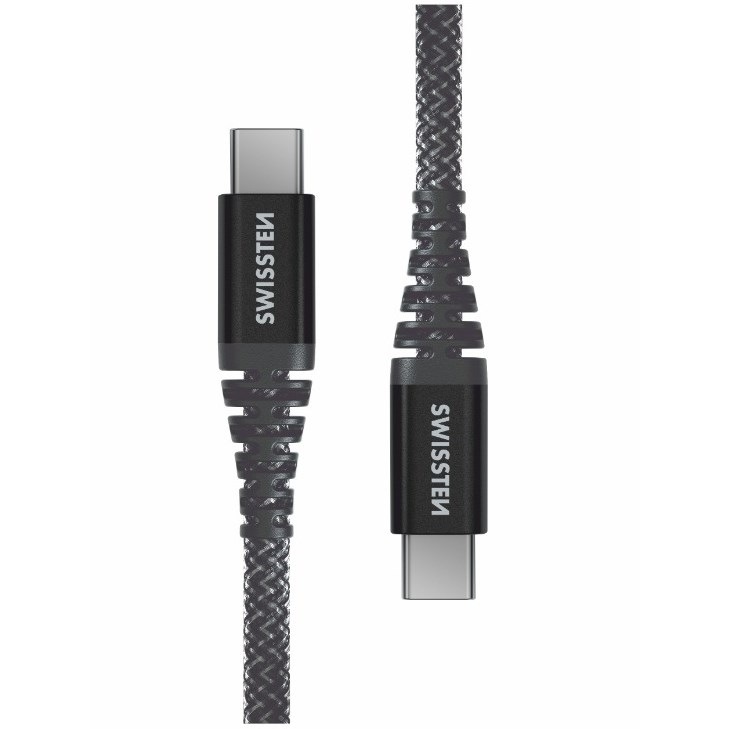 Kabel Swissten ARAMID REINFORCED USB-C/USB-C, 1,5 m antracitový