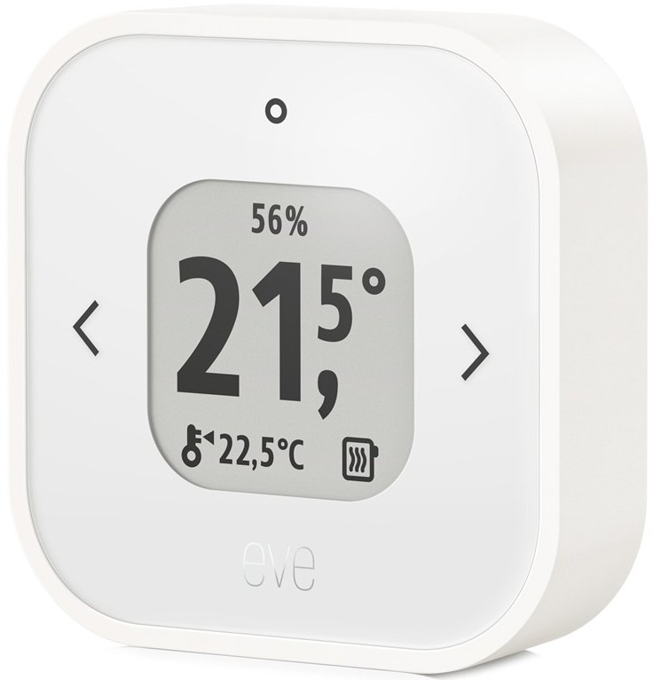 Senzor Eve Thermo Control pro termohlavici Eve Thermo Control detekuje teplotu a vlhkost