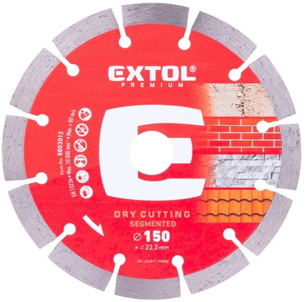 Kotouč diamantový EXTOL 8803013 pro řezání betonu, železobetonu, žuly, kamene a obkladů