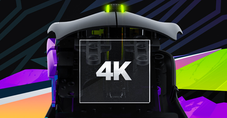 Myš HATOR Pulsar 3 ULTRA černá Průhledová vizualizace elektroniky myši HATOR Pulsar 3 Ultra 4K Wireless s označením 4K
