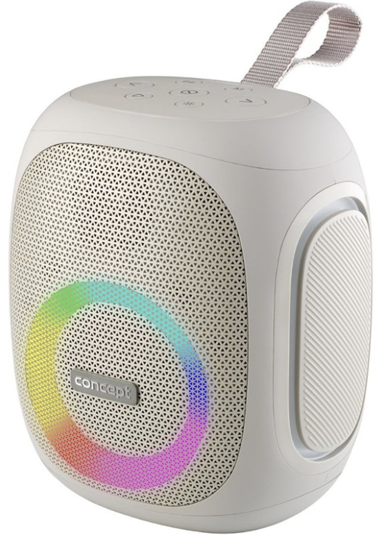Šedý přenosný reproduktor Concept SoundJoy BR5036 s barevným LED osvětlením a poutkem