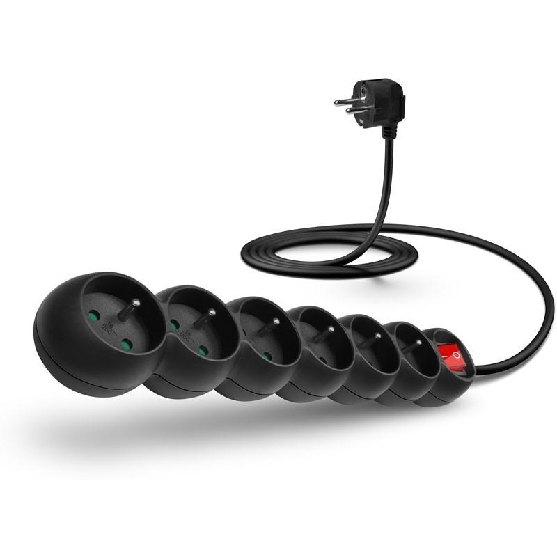 Kabel prodlužovací Connect IT 6x zásuvka, s vypínačem, 2m černý Kabel prodlužovací Connect IT 6x zásuvka, 2m, vypínač černý (CES-1003-BK)