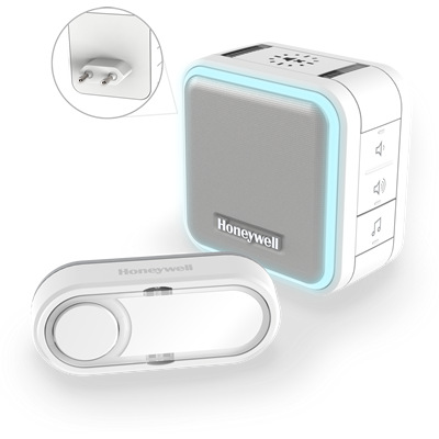 Zvonek bezdrátový Honeywell DC515EP2, do zásuvky, 150m bílý