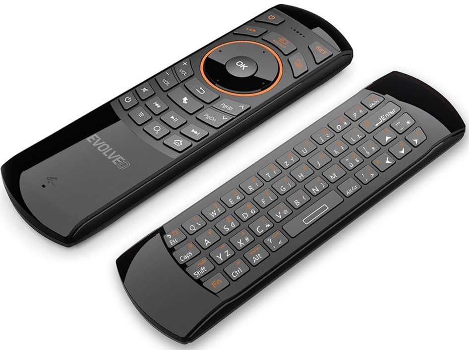 Dálkový ovladač Evolveo FlyMotion D2 Pro s klávesnicí s AirMouse & Audio