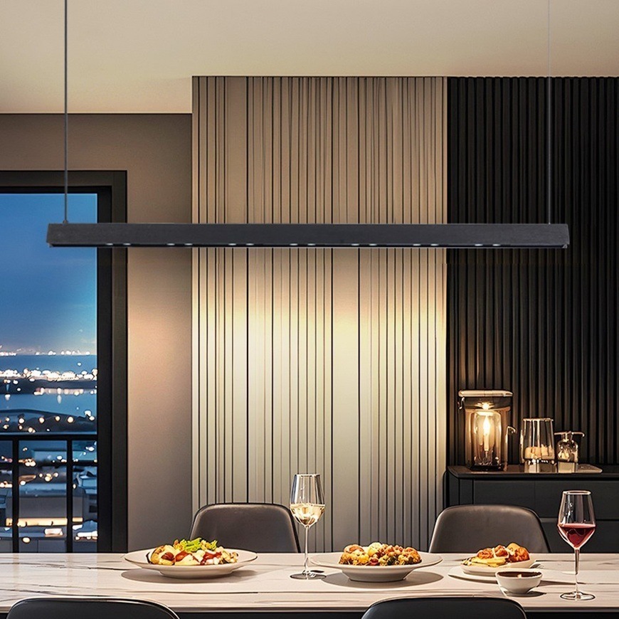 Stropní svítidlo IMMAX NEO MADEIRA SMART 122cm dřevo černé černé IMMAX NEO MADEIRA LED/26W/230V Wi-Fi Tuya 122 cm, v moderní kuchyni.