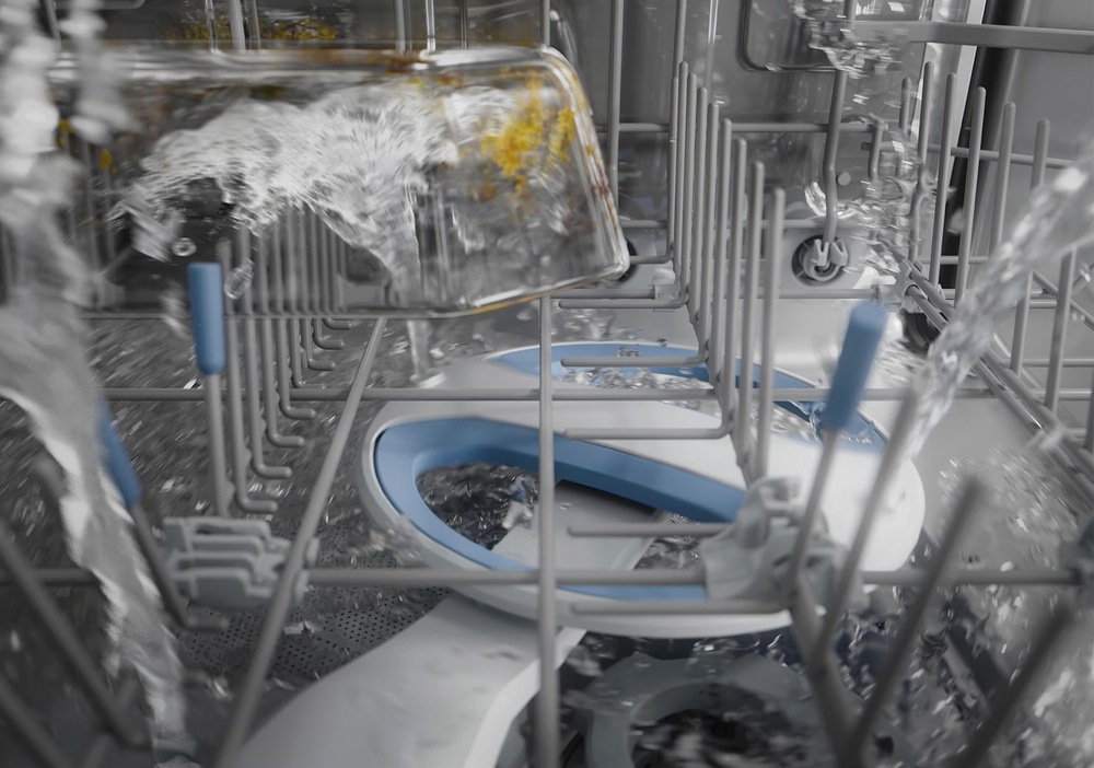 Dvojitě rotující ostřikovací disk 360Clean Pro v myčce Electrolux.