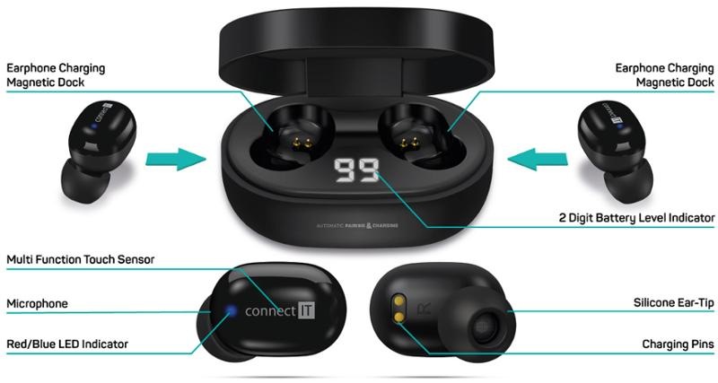 Sluchátka Connect IT SensorTouch černá Sluchátka Connect IT SensorTouch černá