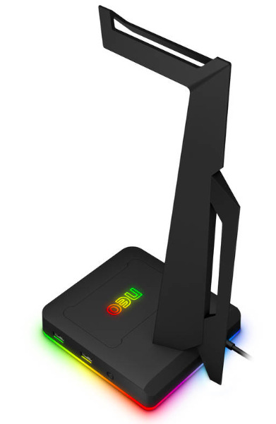 Stojánek Connect IT NEO Stand-It RGB na sluchátka + USB hub černý