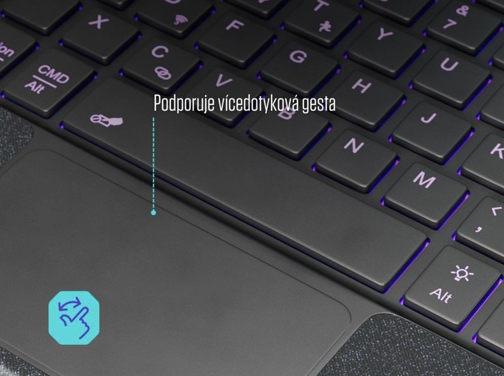 Pouzdro na tablet s klávesnicí Spello by Epico Backlit Keyboard Case na Lenovo Idea Tab 11 5G - CZ černé
