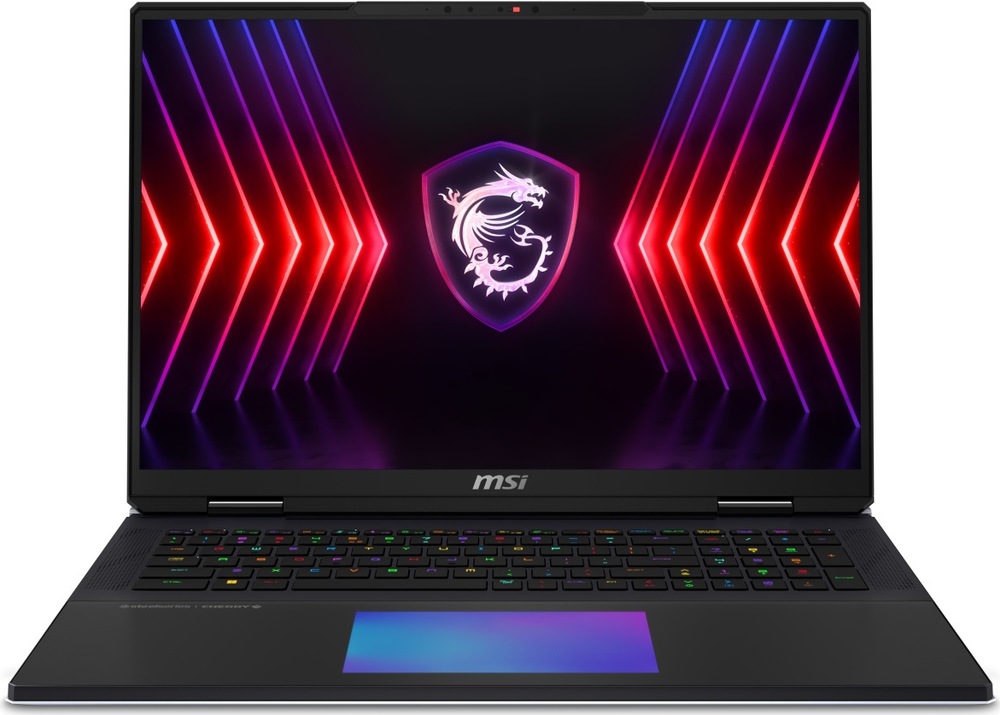 Notebook MSI Titan 18 HX A2WJ-1286CZ černý Čelní pohled na MSI Titan 18 HX s 18" displejem s rozlišením UHD+ a rychlým obnovováním