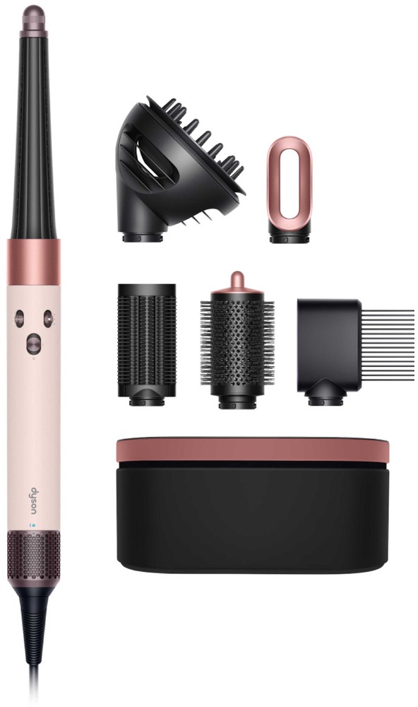 horkovzdušný styler a multistyler Dyson Airwrap i.d. HS08 s nástavci T3/T4, keramický povrch v růžovo-rose gold barvě, úložné pouzdro, prémiová studiová kompozice.