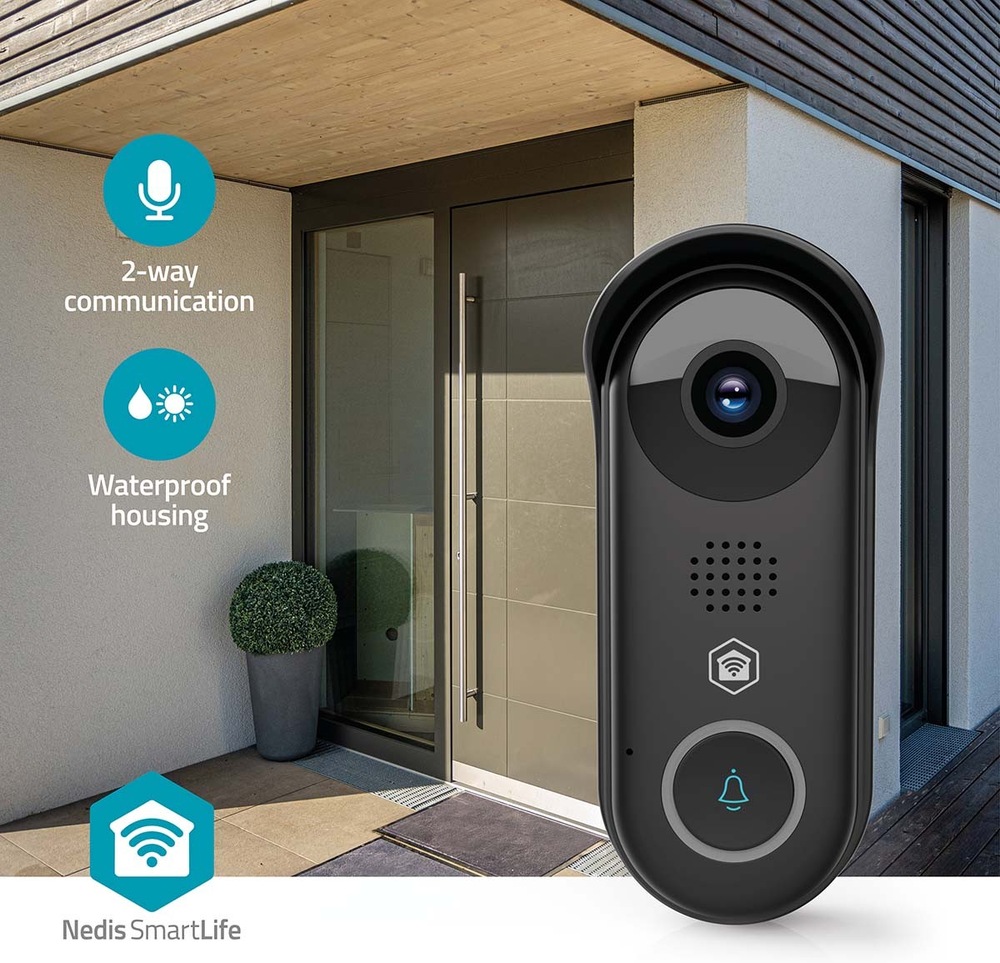 Videozvonek Nedis SmartLife WIFICDP11BK černý Videozvonek Nedis SmartLife WIFICDP11BK vyhotoven ve voděodolném provedení
