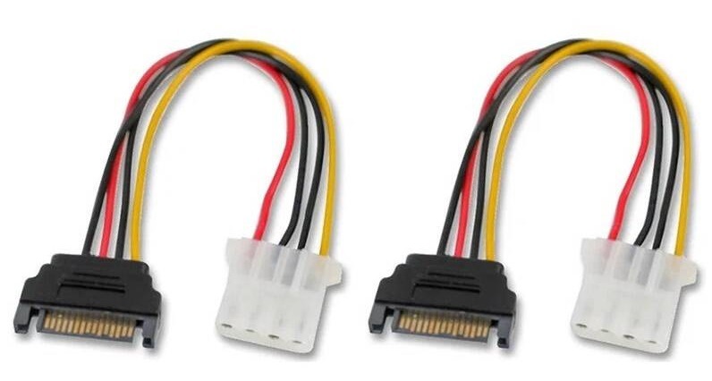 Kabel AKASA SATA na 4pin Molex, 15cm, 2ks