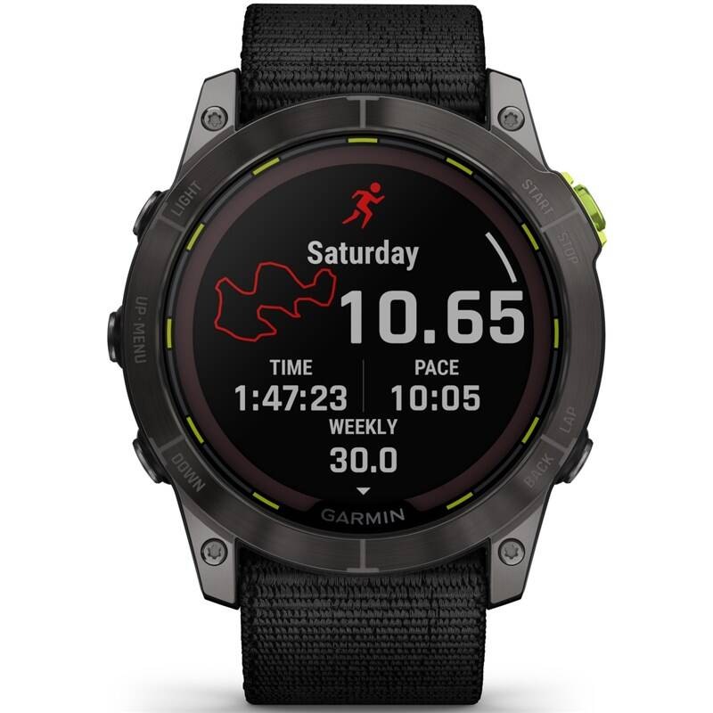 Chytré hodinky Garmin Enduro 2 PRO Sapphire Solar - Carbon Gray Titanium / Black UltraFit Nylon Band