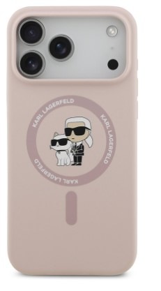 Kryt na mobil Karl Lagerfeld Liquid Silicone Karl and Choupette MagSafe na Apple iPhone 17 Pro Max růžový