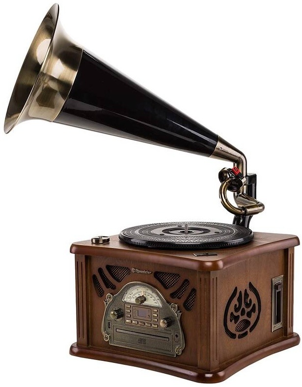 Gramofon Roadstar HIF-1850TUMPK černý Detail ovládacího panelu gramofonu Roadstar s analogovým FM tunerem a CD mechanikou