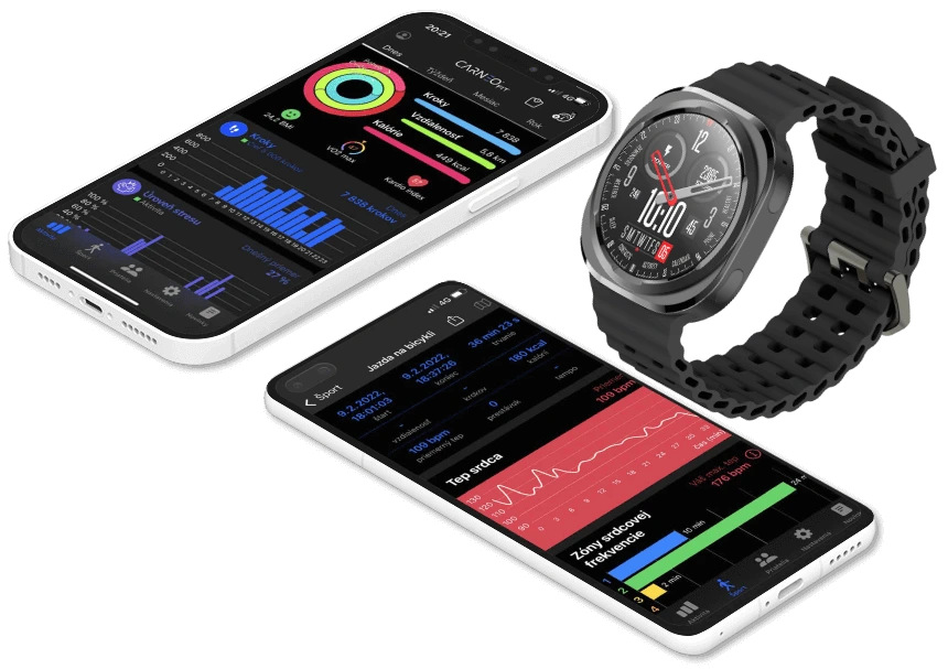 Chytré hodinky Carneo GTR Falcon HR+ černé V aplikaci Carneo Fit najdete pohromadě všechny naměřené údaje, které vám přinese přehledně v grafech a statistikách.
