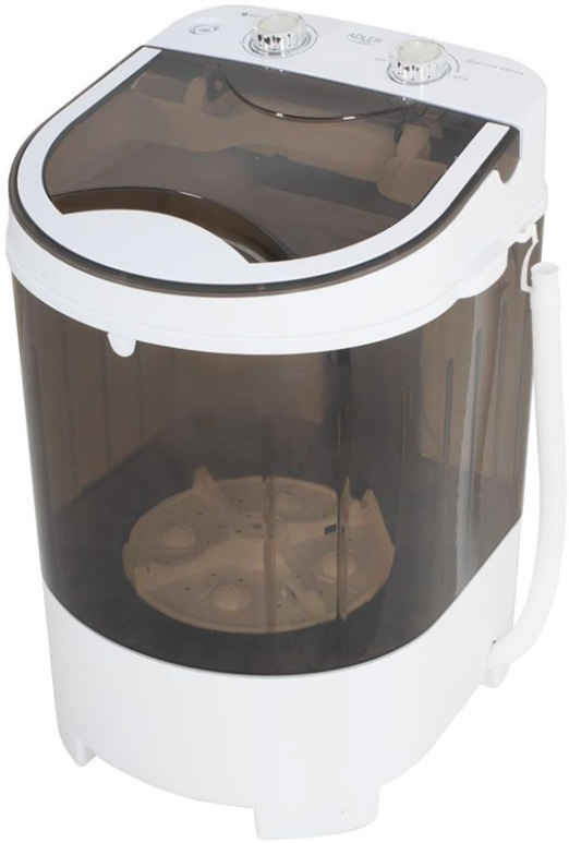 Mini pračka Adler AD 8056 s funkcí odstřeďování v bílo-šedém provedení pro praní až 4 kg prádla
