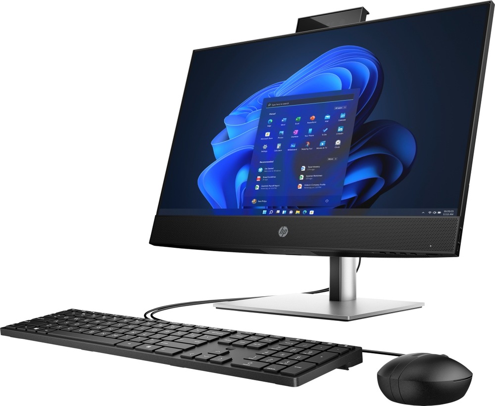 Zapnutý All In One HP ProOne 440 G9 otočený doleva