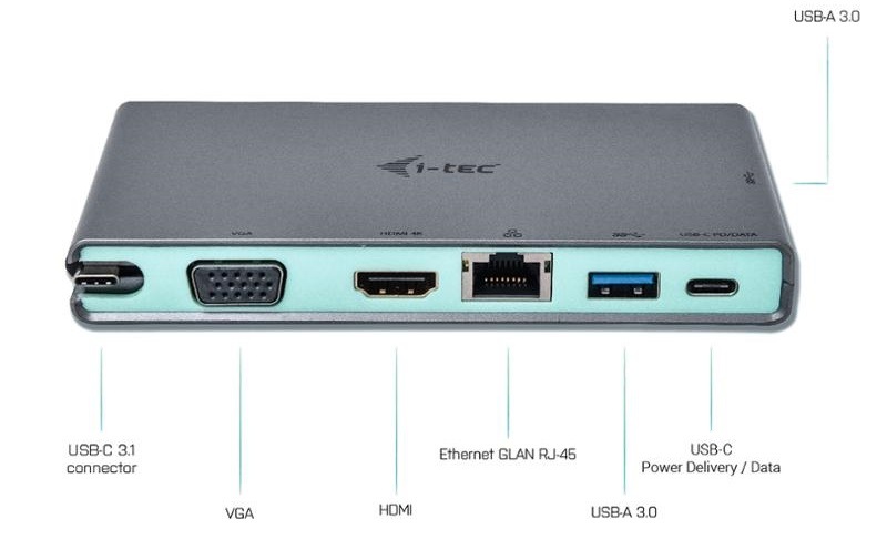 Dokovací stanice i-tec USB-C, 4K HDMI, VGA