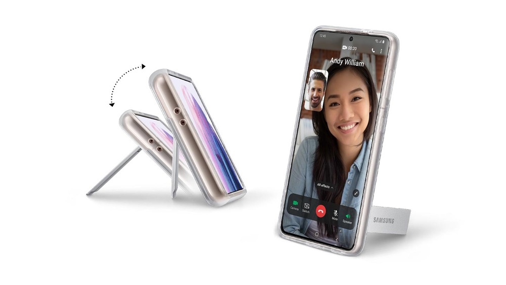 Kryt na mobil Samsung Clear Standing na Galaxy S21 5G průhledný