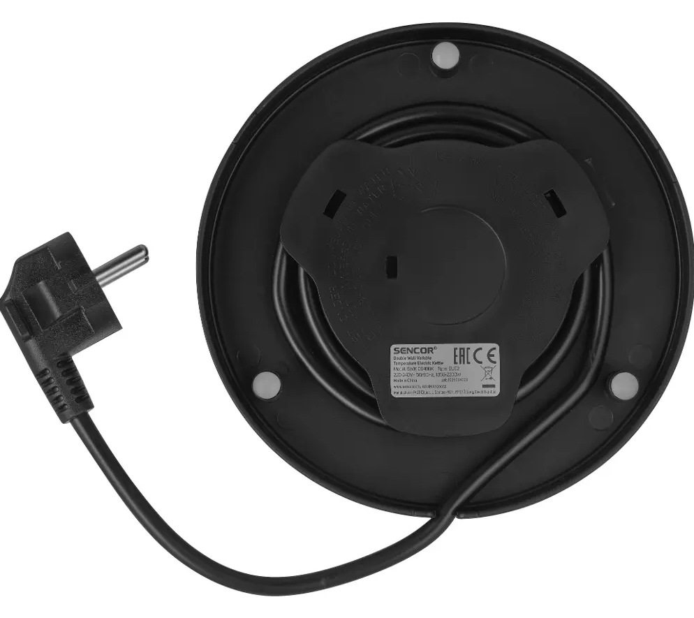 Rychlovarná konvice Sencor SWK 0940BK 1,7 l černá Úschovný prostor na šňůřu u konvice Sencor SWK 0940BK