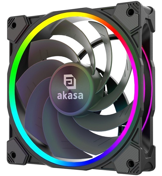 Ventilátor AKASA SOHO AR12 Reverse Blade, 120 mm, ARGB, PWM černý Detail obrázku ventilátoru.