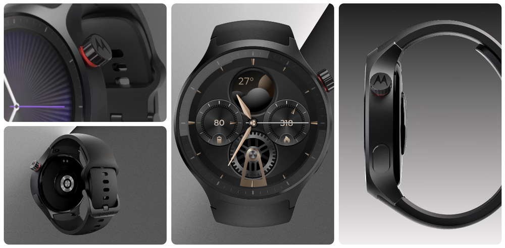 Chytré hodinky Motorola Moto Watch černé Stylové hodinky Motorola Moto Watch ze všech stran