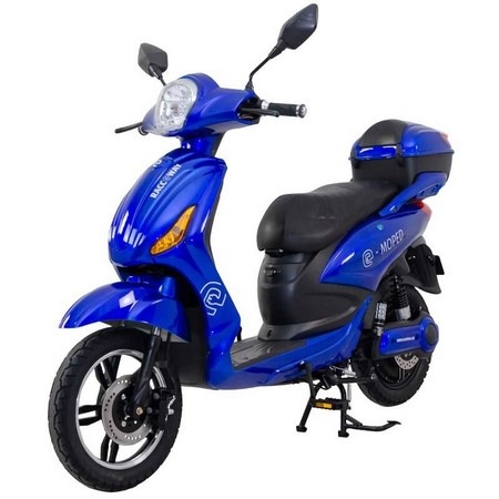 Elektroskútr RACCEWAY E-MOPED, modrý-lesklý s baterií 12Ah
