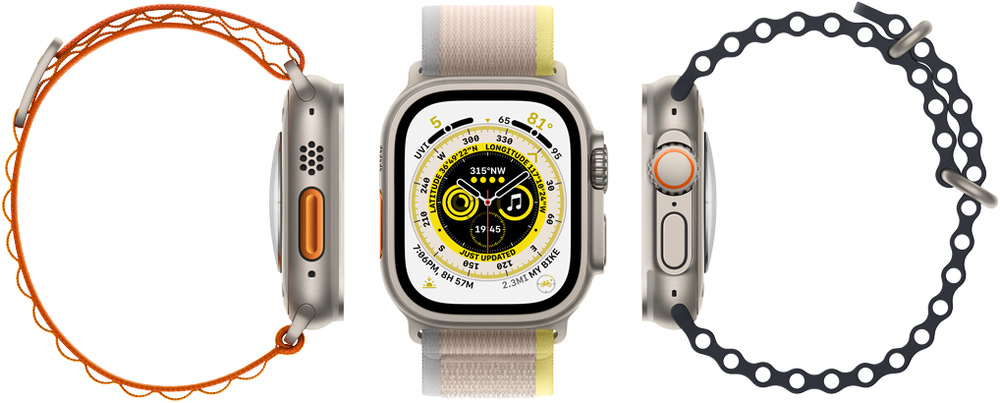 Chytré hodinky Apple Watch Ultra GPS + Cellular, 49mm pouzdro z titanu - bílý oceánský řemínek