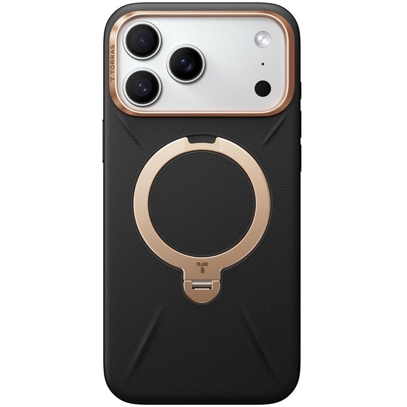 Kryt na mobil Torras Ostand Q3 VegSkin na Apple iPhone 17 Pro Max, v černém provedení.