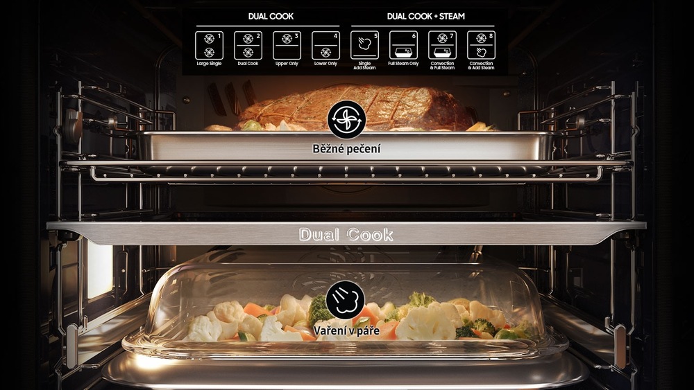 Dual Cook Steam - dva pokrmy pečené zároveň