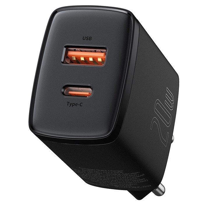 Nabíječka do sítě Baseus USB-A, USB-C, 20 W černá