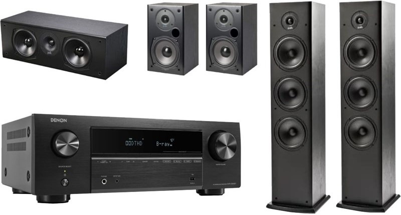 AV Receiver Denon AVR-X580BT+ repro Polk T15, T30, T50