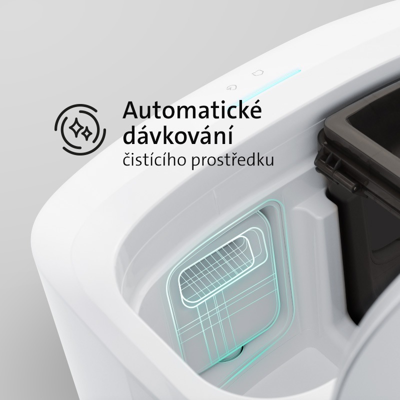 Průhledná a hnědá nádoba na čistou a špinavou vodu robotického vysavače ETA Master Aqua Pro