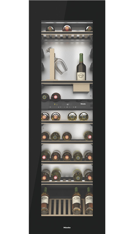 Vinotéka Miele KWT 6722 iGS-1, černá barva.