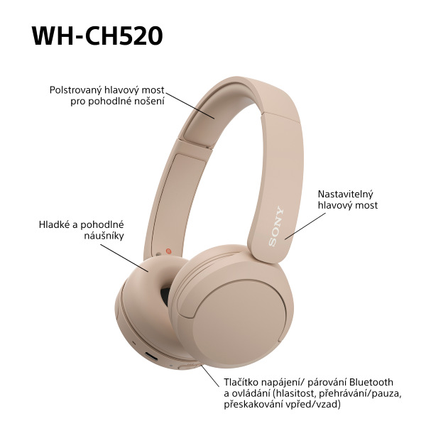 Sluchátka Sony WH-CH520 - béžová