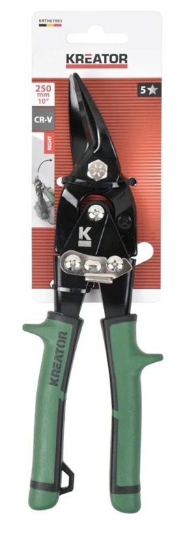 Nůžky na plech Kreator o délce 250 mm, pravý střih