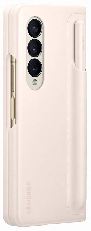 Kryt na mobil Samsung Galaxy Z Fold4 Back holder Pen Cover béžový