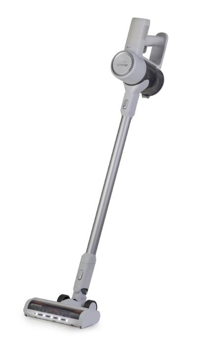 Tyčový vysavač Gorenje SVC216290FFW FreeForce bílý tyčový vysavač Gorenje SVC216290FFW v bílé barvě, mírně nakloněný