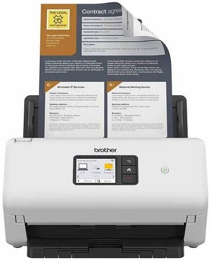 Skener Brother ADS 4500W bílý Detail automatického podavače dokumentů skeneru Brother ADS-4500W při oboustranném skenování