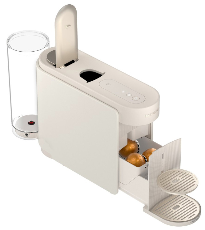 Horní část DeLonghi Nespresso Vertuo Up Bundle ENV200.WAE s ovládáním One Touch a víkem kapsle