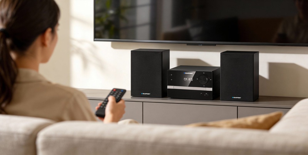 Kompaktní mikrosystém šetří místo a nahrazuje rádio, CD přehrávač i Bluetooth reproduktor v jednom zařízení.