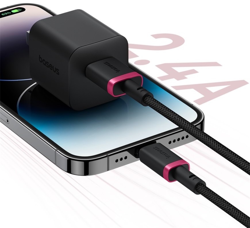 Kabel Baseus Dura USB/Lightning, 2.4A, 2m - černý/červený