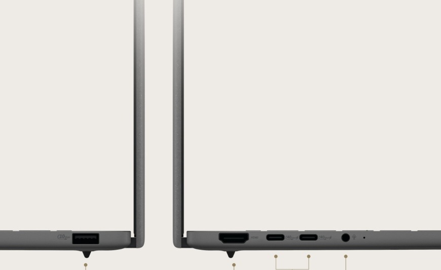 Notebook Asus Zenbook A14 šedý Detail konektorové výbavy notebooku ASUS Zenbook A14