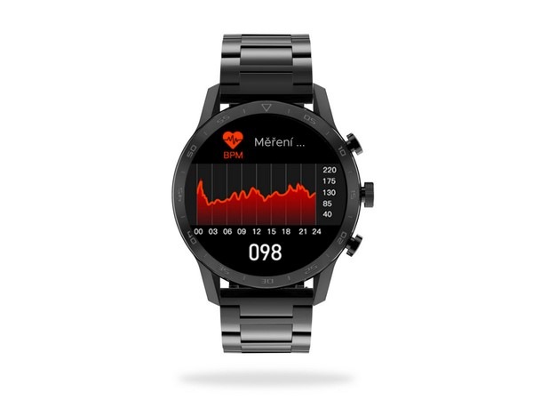 Chytré hodinky ARMODD Silentwatch 4 Pro černá s černým koženým řemínkem + silikonový řemínek